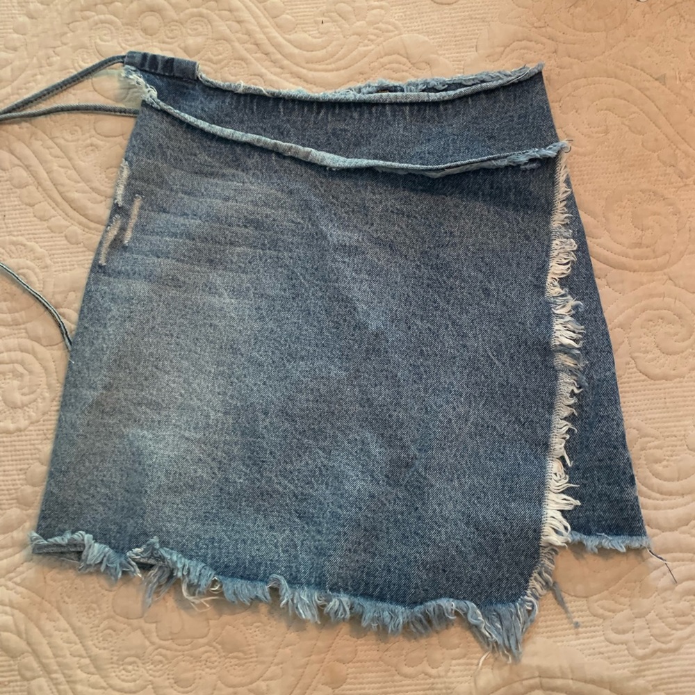 Wrap Front Jean Skirt- Tie Side